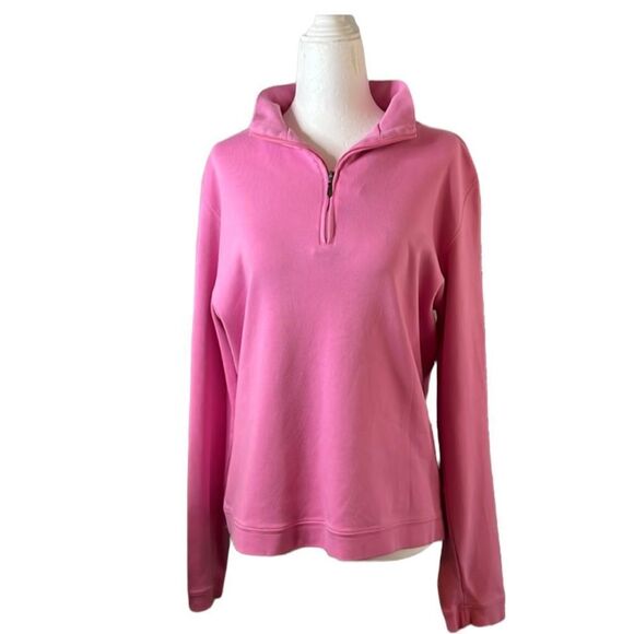 BOBBY Jones pink half zip pullover top long sleeves collar thick no pockets SZ L - Picture 1 of 12